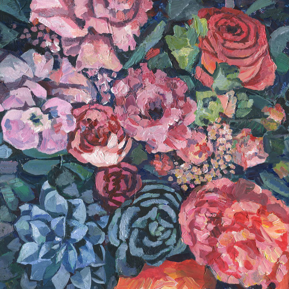 "Vibrant Floral" Painting Print on Wrapped Canvas, 18"x18"