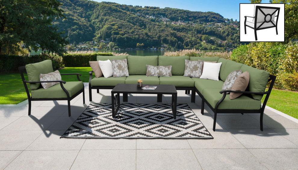 kathy ireland Madison Ave. 8 Piece Aluminum Patio Furniture Set 08d, Forest