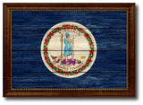 Virginia State Textured Flag Print With Brown Gold Frame, 23"x33"