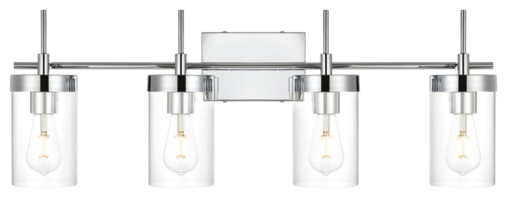 4 Light Chrome And Clear Bath Sconce