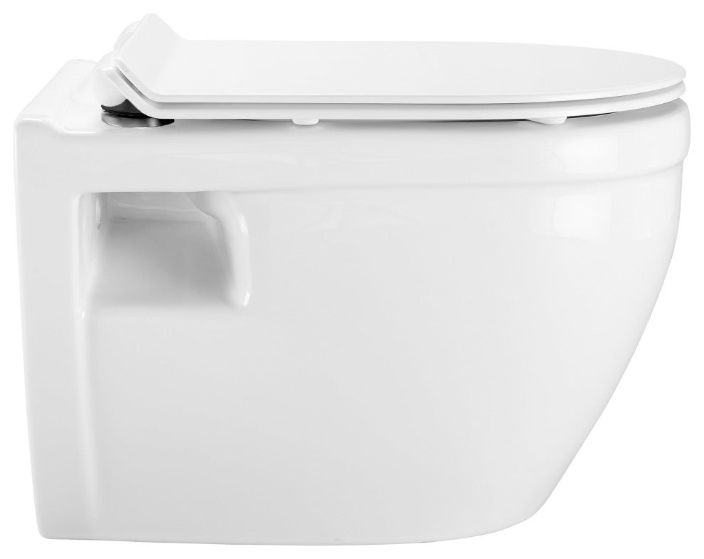 Ivy Wall Hung Elongated Toilet Bowl 0.8/1.28 GPF Dual Flush, Black Hardware