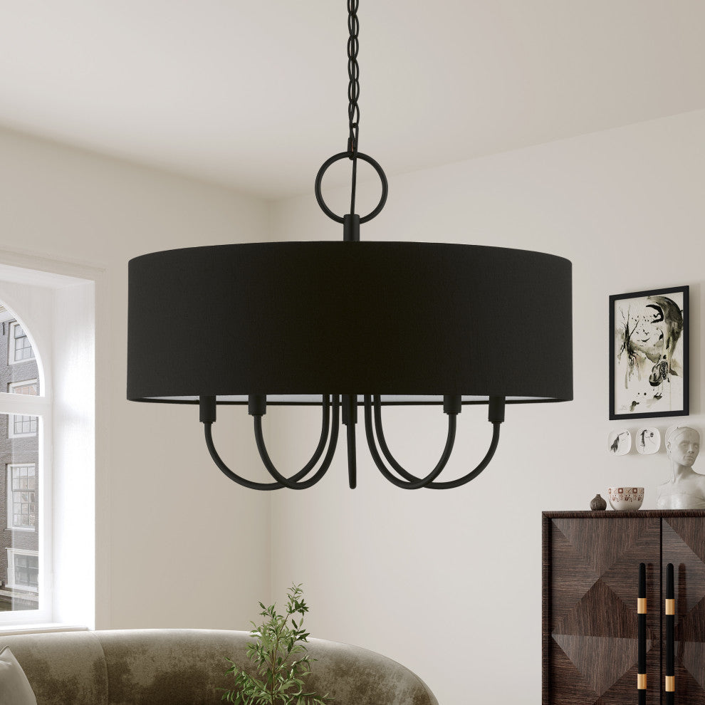 Livex Lighting 5 Light Black Pendant Chandelier