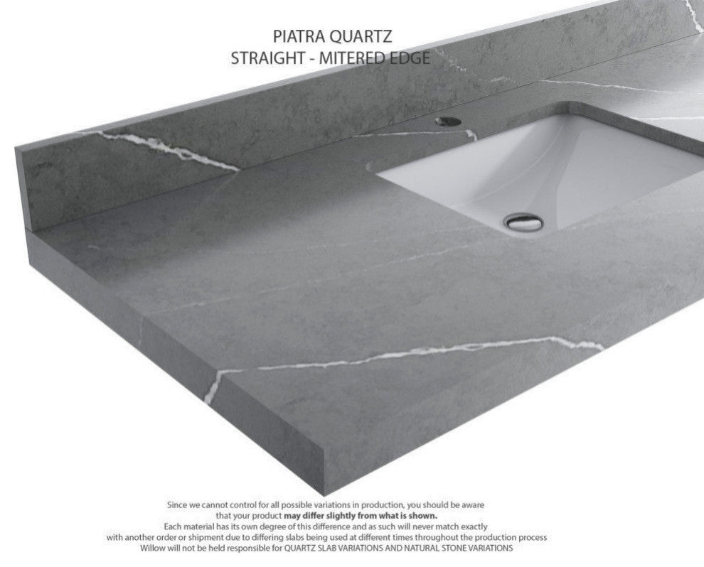 Sonoma 60 Double Sink Reeded Bathroom Vanity in Hale Navy Blue 2" Piatra Gray