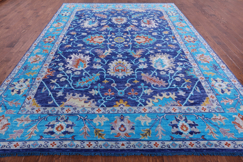 Hand Knotted Turkish Oushak Wool Rug 9' 6" X 11' 11" - Q15581