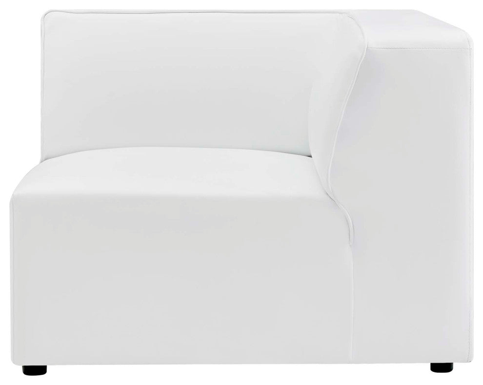Sofa Corner Chair, Faux Vegan Leather, White, Modern, Living Lounge Hospitality