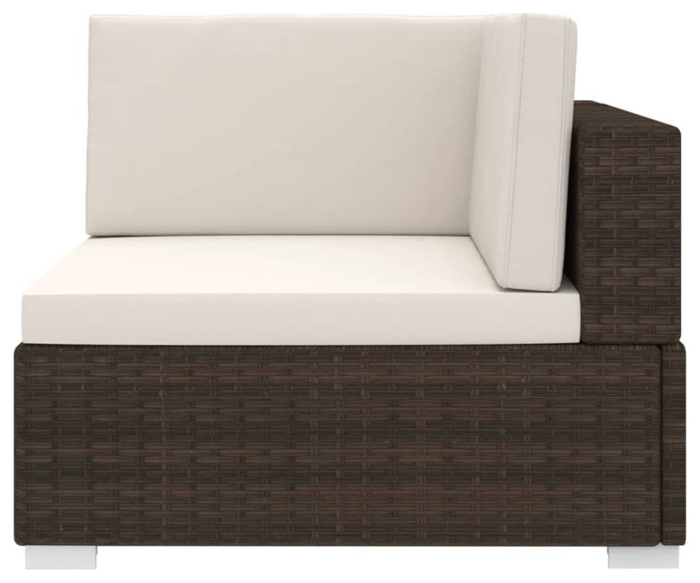 vidaXL Sectional Corner Chair with Cushions Poly Rattan Brown
