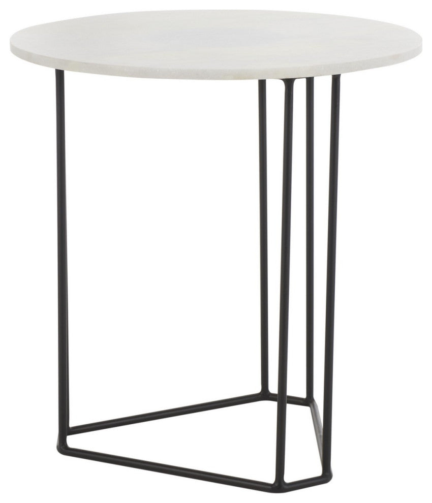 Safavieh Eloblaire Round Accent Table, White Marble/Black