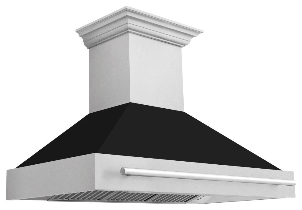ZLINE 48 In. Wall Mount Hood, DuraSnow With Black Matte Shell, 8654SNX-BLM-48