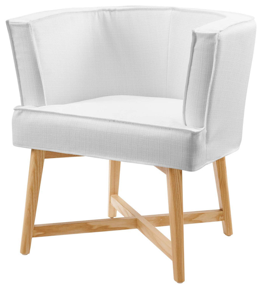Accent Chair, Fabric, Wood, White, Modern, Living Lounge Hotel Lobby Hospitality