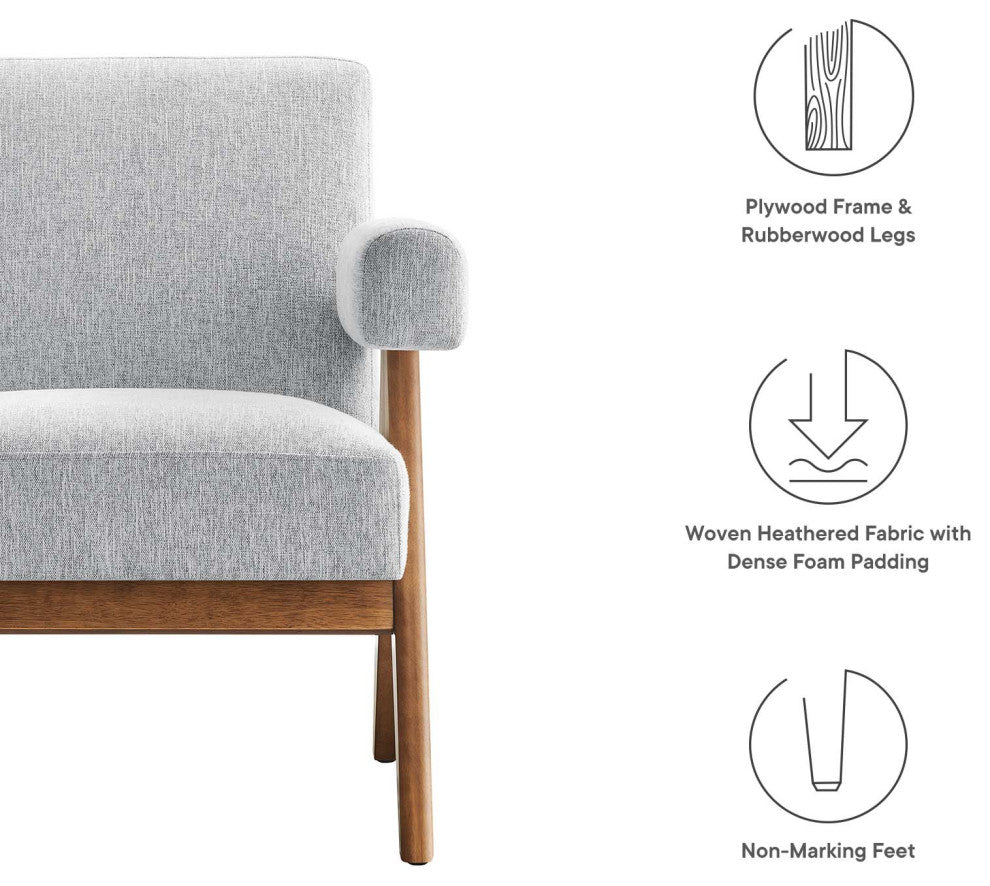 Lyra Fabric Armchair - Set of 2 - Light Gray Fabric