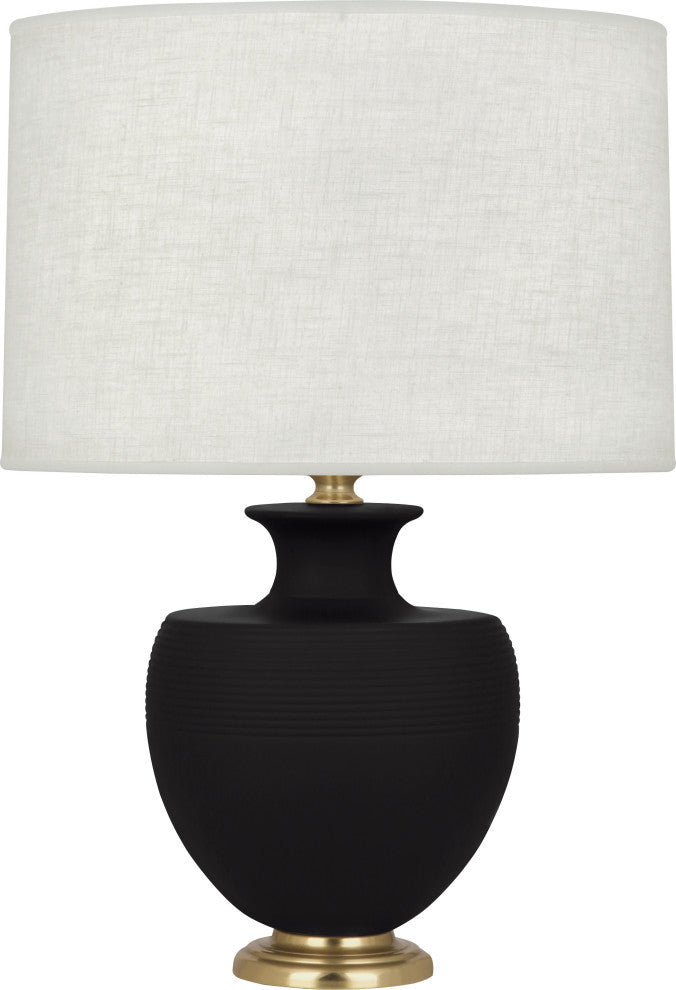 Michael Berman Atlas Table Lamp, Matte Dark Coal With Modern Brass