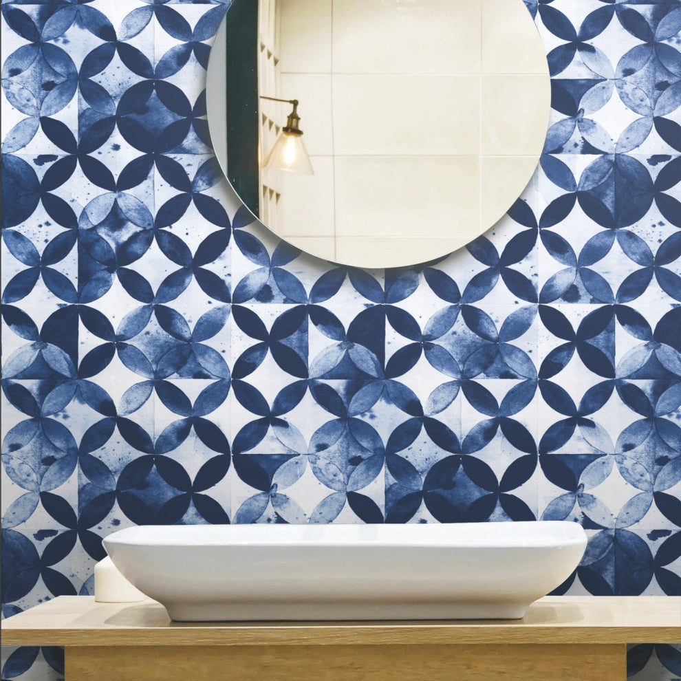 Paul Brent Moroccan Tile Peel and Stick Wallpaper, Blue