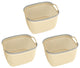 Rattan Plastic Weave Storage Bin, Beige, Large, 3-Pack