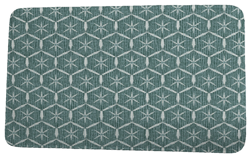 Goals, Gourds, and Gatherings Tufted Geometric Print Bath Mat, Green, 21"x34"