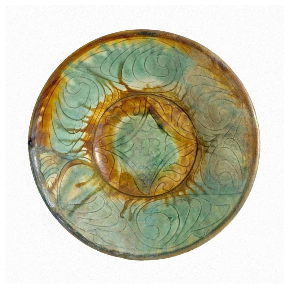 "Green and Brown Bowl" Print 10th Century Persian Artisan, 20"x20"