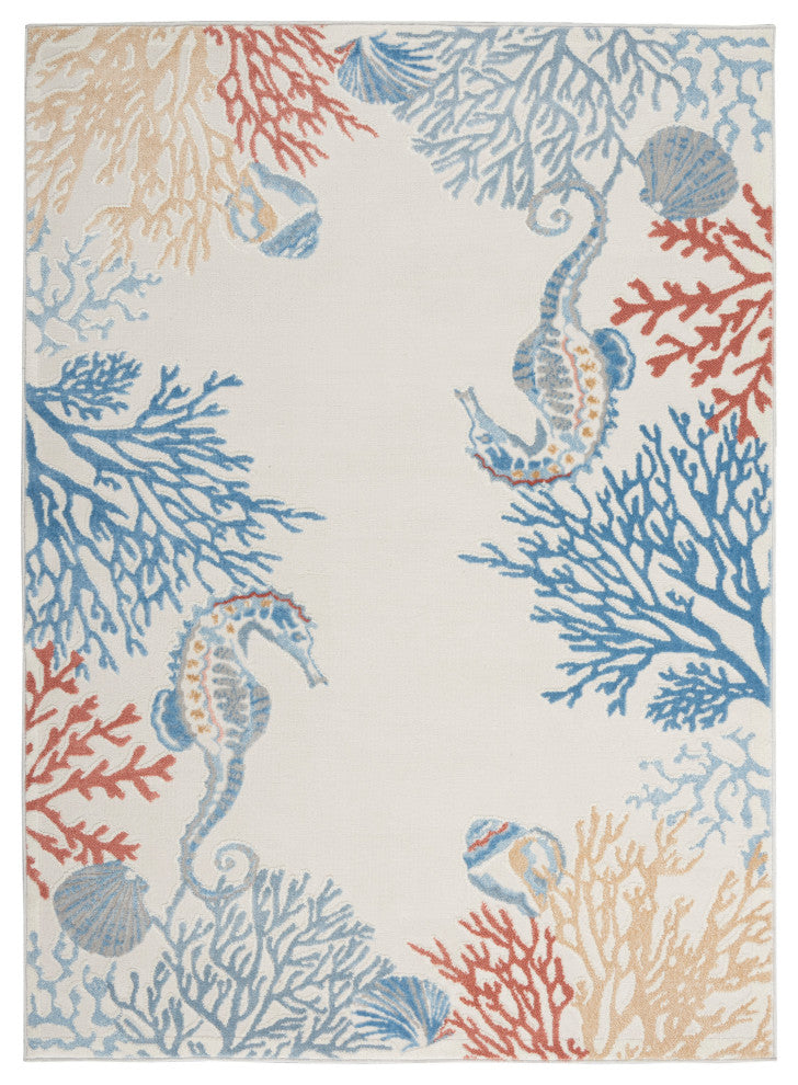 Nourison Pompeii 5'3" x 7'3" Ivory/Multi Nature-inspired Indoor Rug