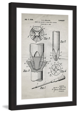 "Screwdriver 1936 Old Paper" Framed Painting Print