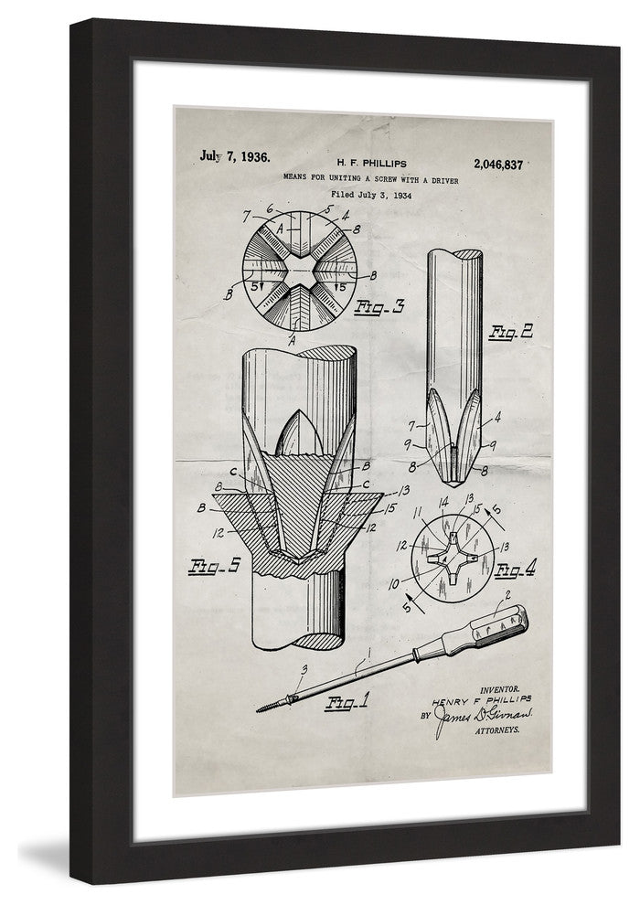 "Screwdriver 1936 Old Paper" Framed Painting Print