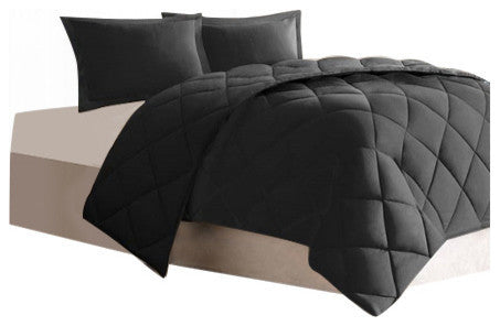 Madison Park Microfiber Solid Comforter Mini Set, Black, Full/Queen