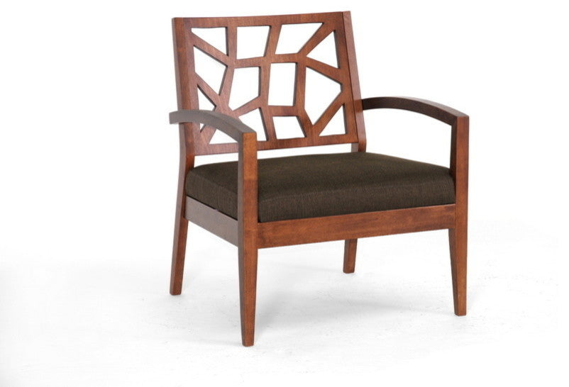Jennifer Modern Lounge Chair With Dark Brown Fabric Seat