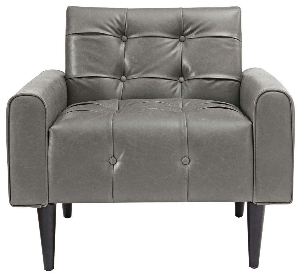 Modern Gray Delve Upholstered Vinyl Accent Chair