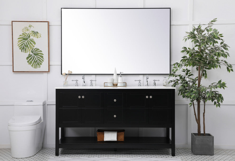 Tucker Black 60" Double Sink Bathroom Vanity