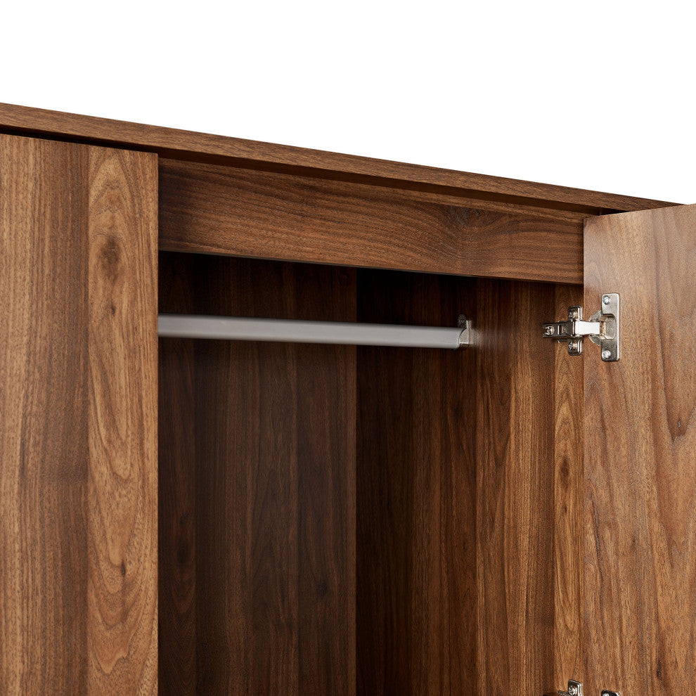 Bulwark 3-Door Wardrobe Closet, Walnut