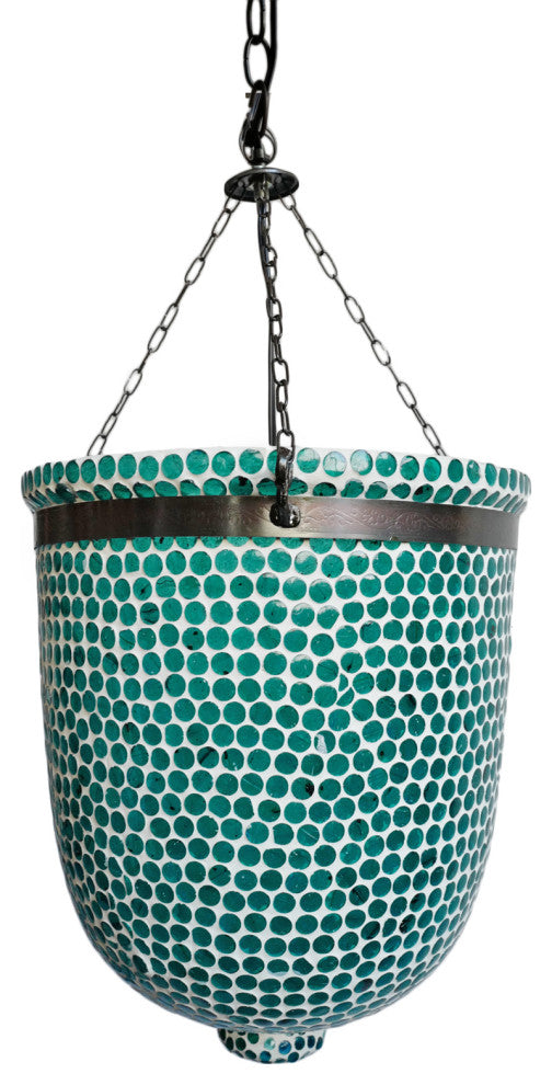 Blue Mosaic Bucket Pendant, Small