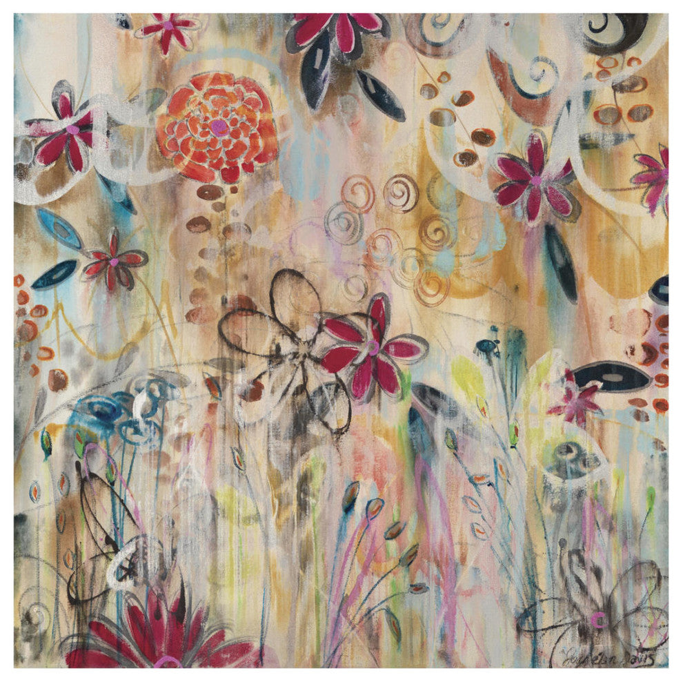 "Garden of Summer's Renewal" Digital Paper Print by Joan Elan Davis, 32"x32"