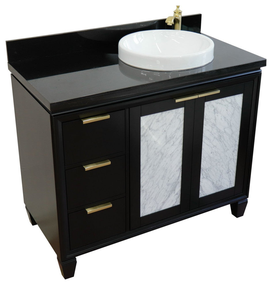 43" Single Vanity, Black Finish With Black Galaxy