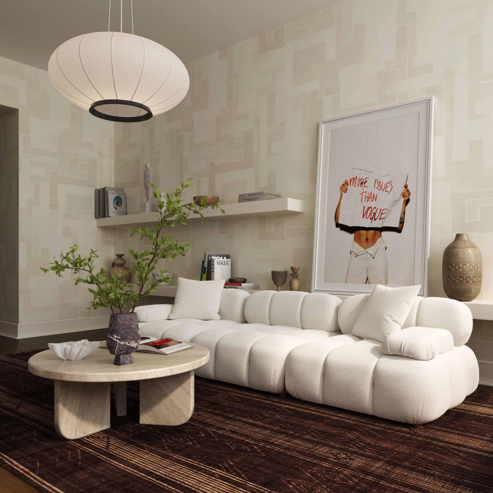 Calliope Cream Vegan Shearling Modular Sofa Cream