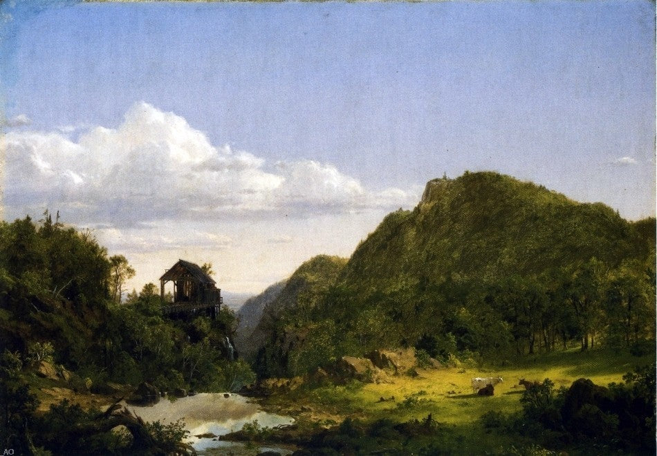 Frederic Edwin Church Mountain Landscape With Mill Cows and Stream Wall Decal