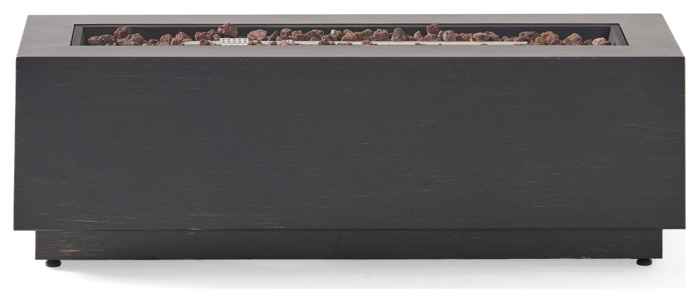 Jasmine Outdoor 50,000 BTU Rectangular Fire Pit, No Tank Holder, Brushed Brown