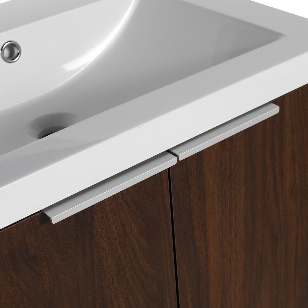 BNK Bathroom Vanity with Resin Sink, Modern Design with Soft Close Doors, California  Walnut