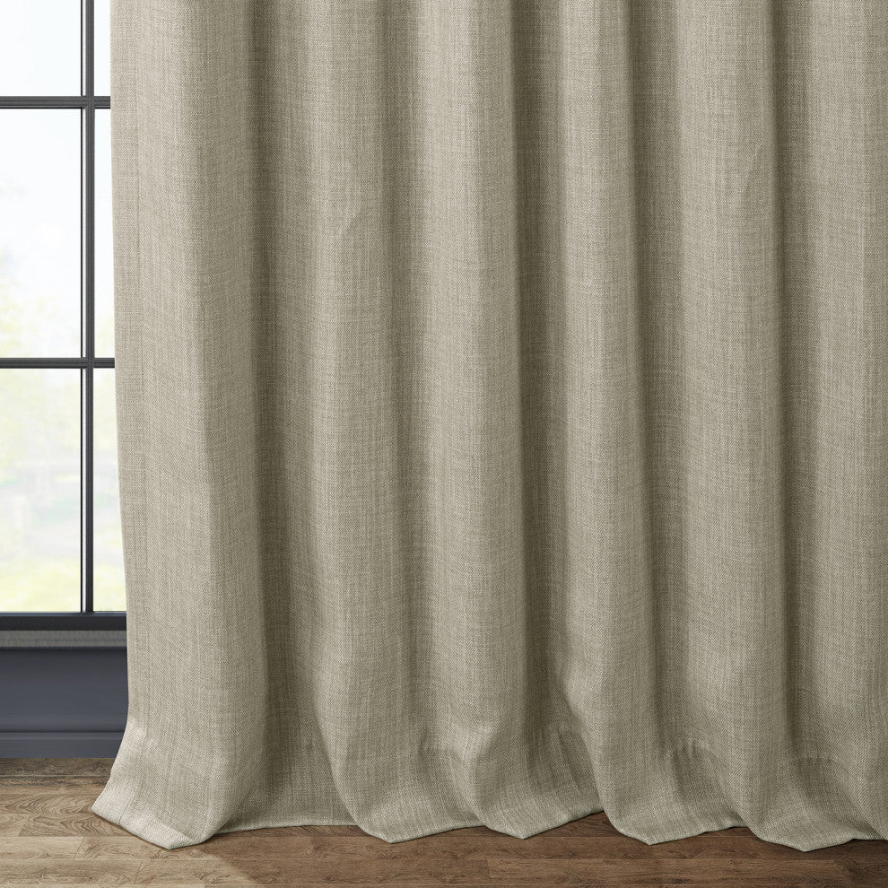 Faux Linen Darkening Curtain Single Panel, Oatmeal, 50"x96"