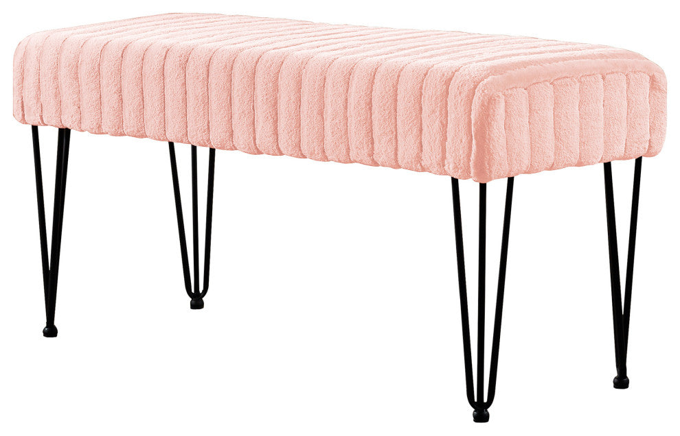 Serenta Super Mink Ottoman, Soft Pink, 46''x16''x22''