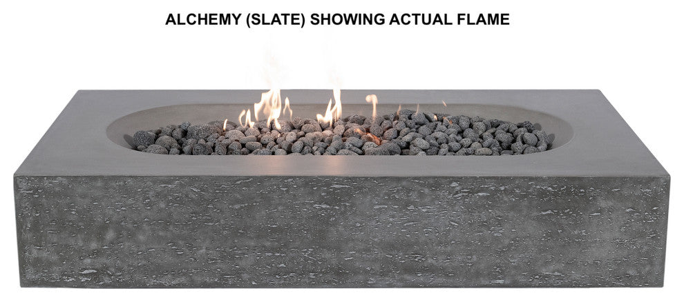 Pyromania Alchemy Concrete Fire Pit Table, 60"x30", Slate, Natural Gas