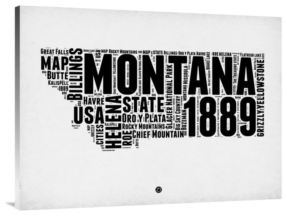 "Montana Watercolor Word Cloud" Fine Art Print