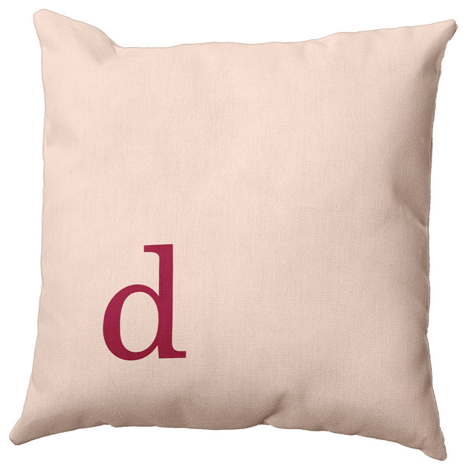 26"x26" Modern Monogram Decorative Throw Pillow, Cranberry
