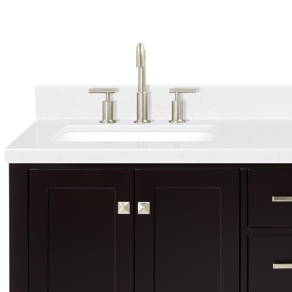 Ariel Cambridge 60" Double Rectangle Sinks Vanity, Carrara Quartz