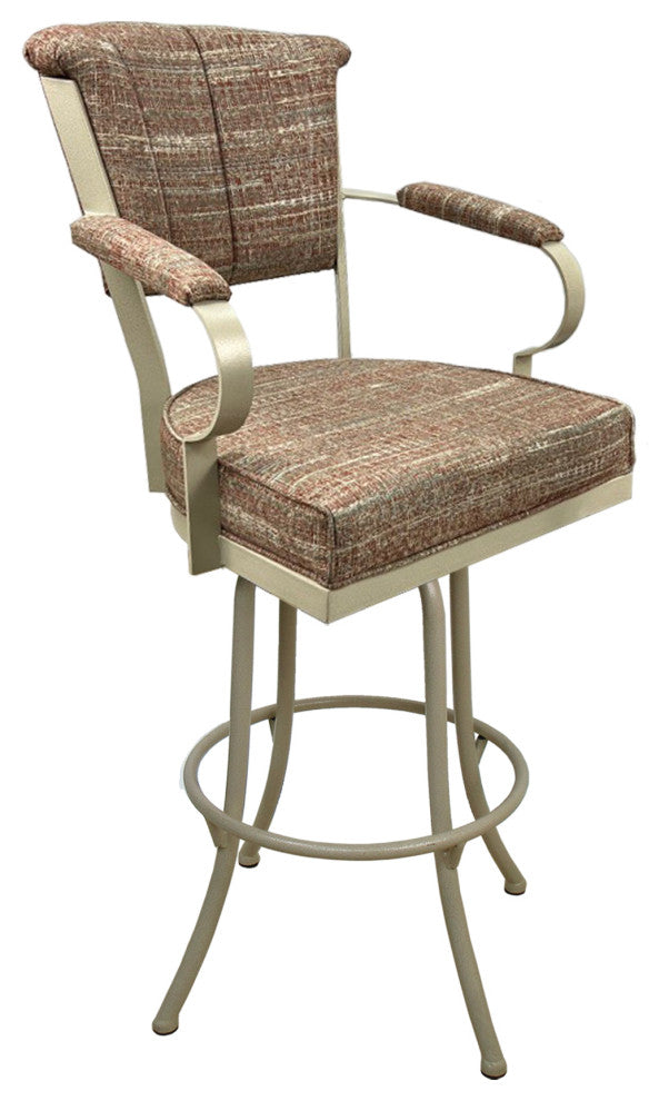 Miami Extra Tall 34" Swivel Metal Bar Stool - Noam Base, Watusi Madder, Beige, 34"