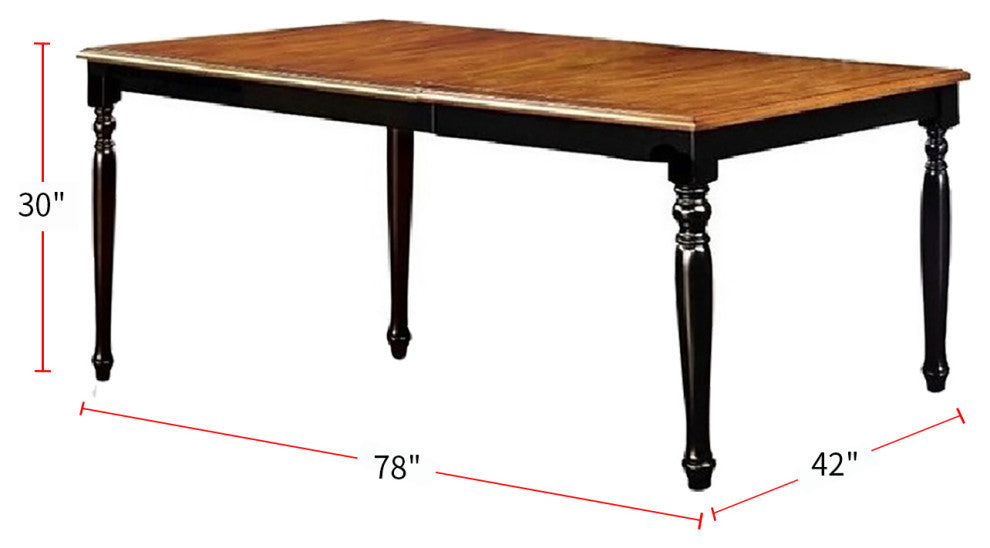 Wooden Dining Table, Black and Antique Oak Finish