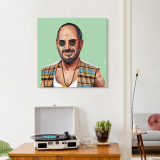 "Hip Steve" Frameless Reverse Printed Tempered Art Glass Wall Art