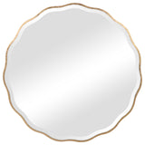 Uttermost Aneta Round MDF Wood and Glass Mirror in Aged Gold