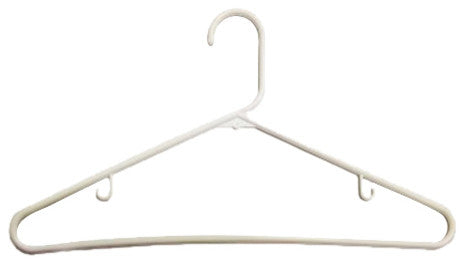 Plastic Tubular Hanger, White Finish, Box of 72