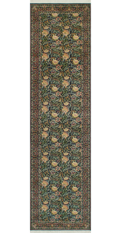 Pak-Persian Elliott Black/Green Runner, 2'7x10'1