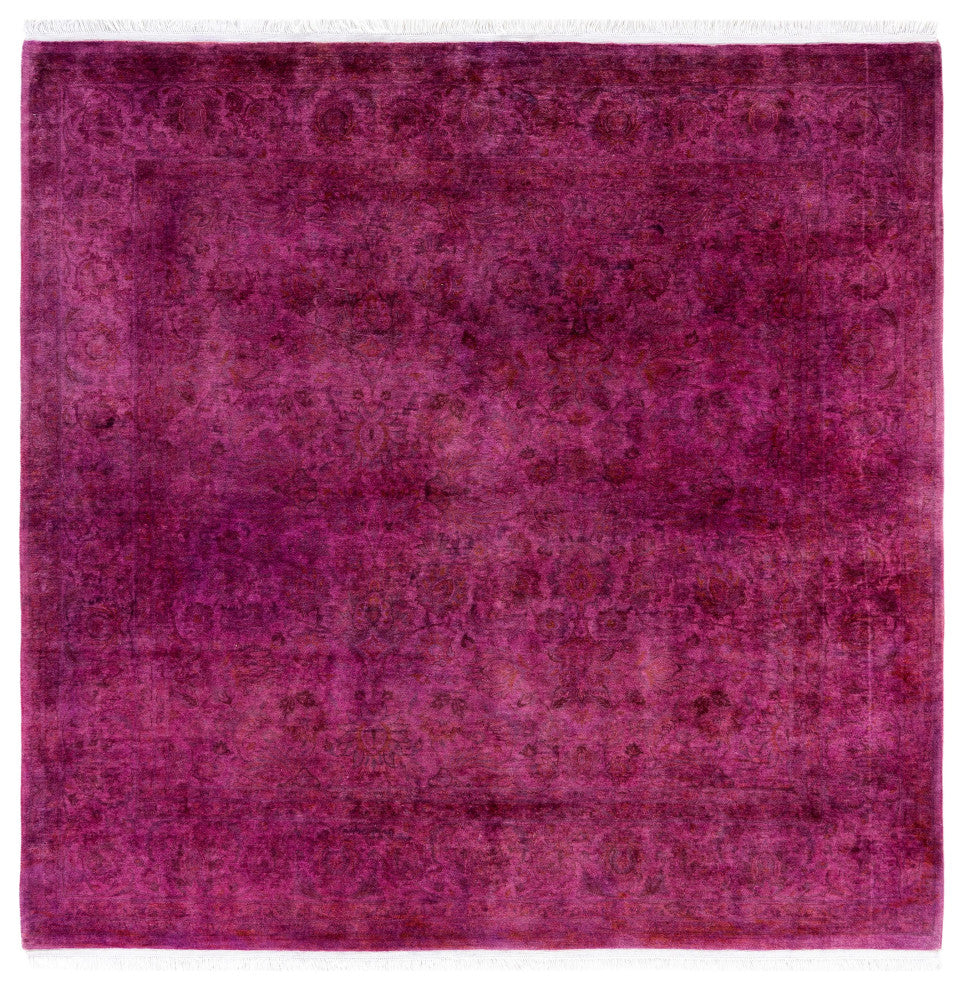Overdyed One-of-a-Kind Hand-Knotted Area Rug Purple, 6' 1" x 6' 3"