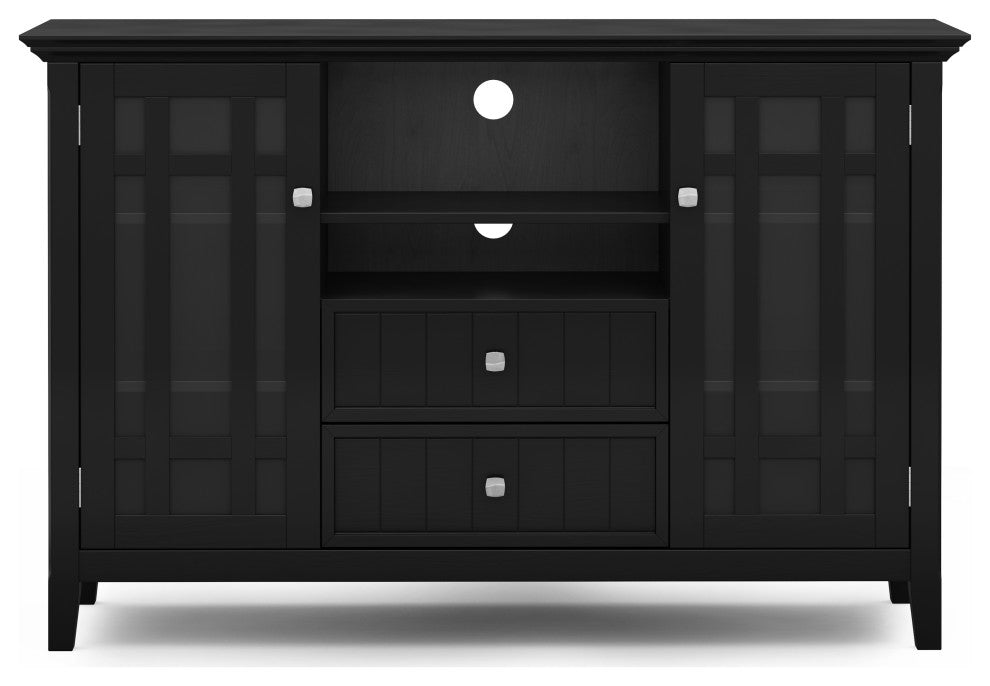 Bedford Solid Wood Tall TV Media Stand For TVs up to 60", Black