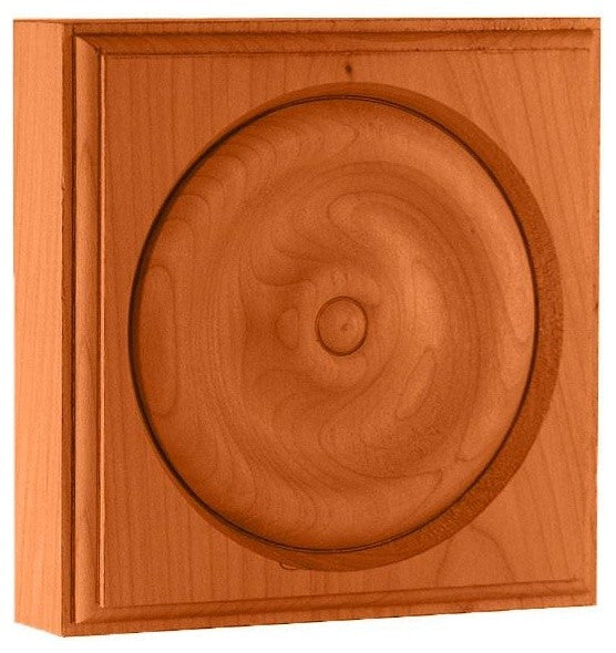 EWAP40 Rosette Casing Corner Block 1" x 4" Square Unfinished, Red Oak