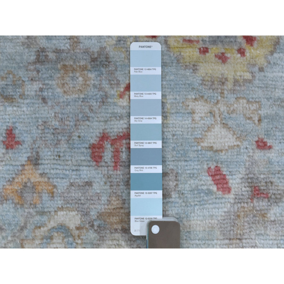 Light Blue Afghan Angora Oushak Hand Knotted Natural Wool Oriental Rug 6'2"x9'5"